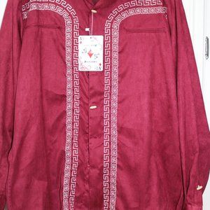 NWT  Ace of Diamonds  XL Button Down Shirt  Red